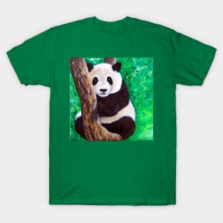 Panda in a Tree Painting T-Shirt